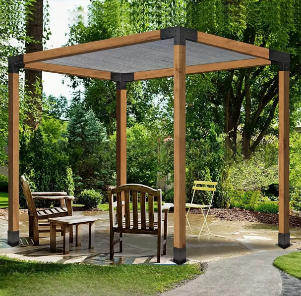 KIT DE PÉRGOLAS Y TERRAZAS PILARES DE MADERAS DE 4"x4" (95*95)PULGADAS DE 9X3 METROS (Copia)