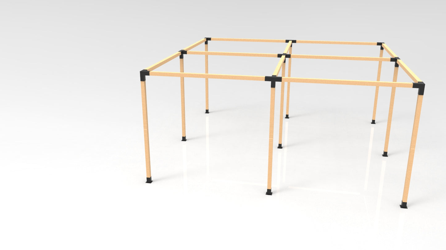 KIT DE PÉRGOLAS Y TERRAZAS PILARES DE MADERAS DE 3"x3" DE 6X6 METROS (Copia)