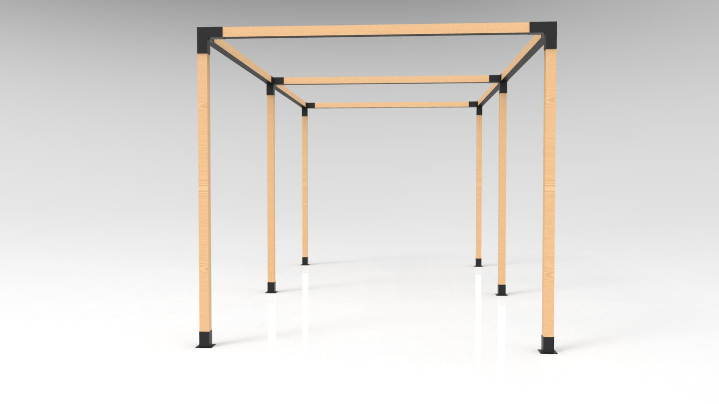 KIT DE PÉRGOLAS Y TERRAZAS PARA MADERAS DE  4"x4" DE 6X3 METROS