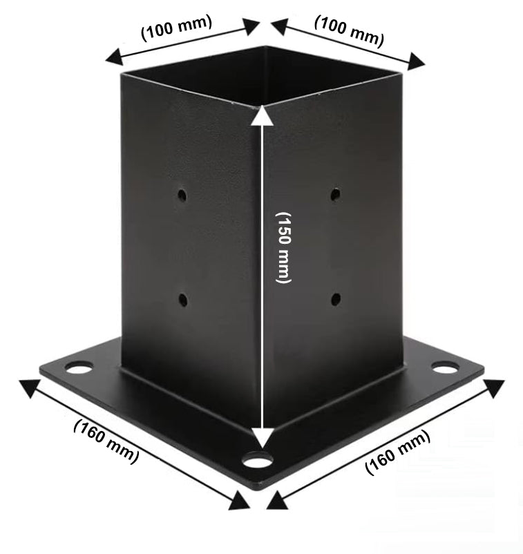 KIT DE 4 BASES PÉRGOLAS Y TERRAZAS PARA PILARES DE MADERA 4X4 95X95MM BASIKO