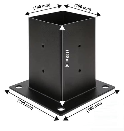 KIT DE 4 BASES PÉRGOLAS Y TERRAZAS PARA PILARES DE MADERA 4X4 95X95MM BASIKO