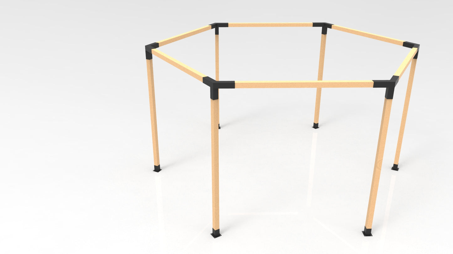 KIT DE PÉRGOLAS Y TERRAZAS HEXAGONAL PARA MADERAS DE  4"x4" PULGADAS
